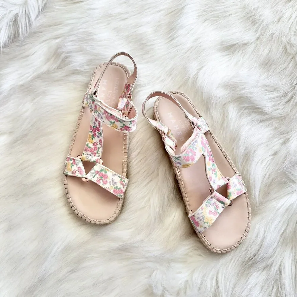 Manebi x LoveShackFancy Women’s Hiking Sandal Mixed Flowers Sz 39 8.5